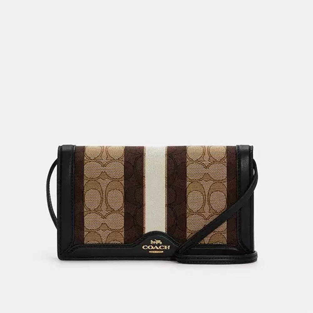 COACH Anna Foldover Clutch in Signature Jacquard w Stripe